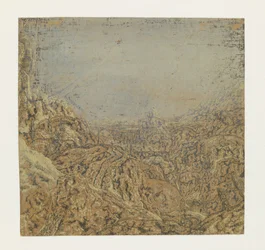 Paysage rocheux avec gorge, première version