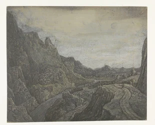 Paysage rocheux avec une route et une rivière