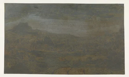Vallée avec une rivière et une ville avec quatre tours
