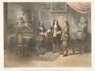 Le prince Guillaume III réconcilie Michiel de Ruyter et Cornelis Tromp, 1673
