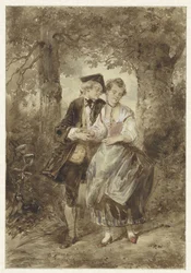 Couple amoureux dans la forêt