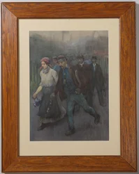 Mineurs marchant avec la femme d