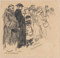 Rangée de spectateurs (à une procession ?)