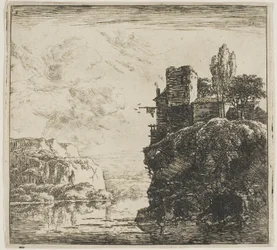 Une rivière entre des rochers, de la série Ensemble de paysages