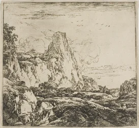 Le petit pont près du rocher, de la série Paysages