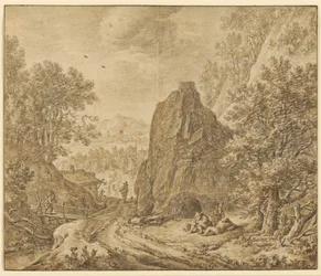 Paysage de montagne avec figures