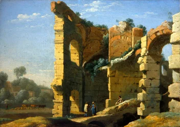Paysage italianisant avec figures conversant