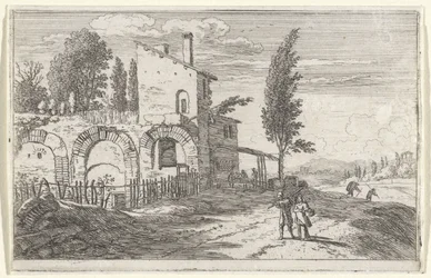 Auberge dans les ruines du palais impérial (Page de titre et douze vues de Rome)