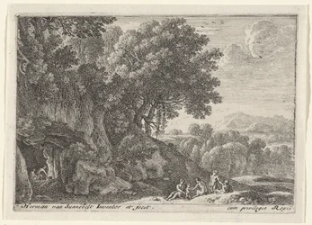 Satyres autour du feu dans une grotte