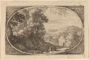 Deux figures assises à droite d