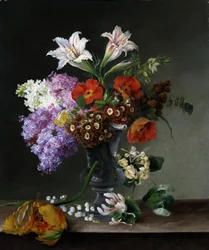 Nature morte de fleurs. Peinture de Hermania Neergaard (1799-1875) Collection privee