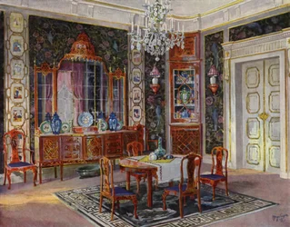 Salle à manger (lithographie en couleur)