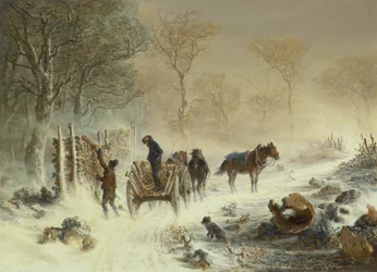 Chargement de bois dans la neige, 1858
