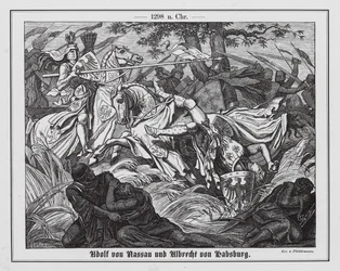 Adolphe de Nassau et Albert Ier de Habsbourg à la bataille de Gollheim