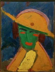Femme verte avec chapeau jaune I