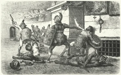 Gladiateurs combattant dans l