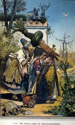 Illustration de Vogel pour le conte des frères Jacob (1785-1863) et Wilhelm (1786-1859) Grimm : « Le Vieux Sultan »