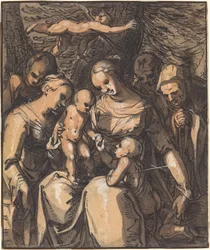 La Sainte Famille avec des saints [recto]