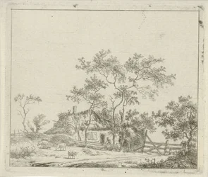 Ferme avec quatre moutons