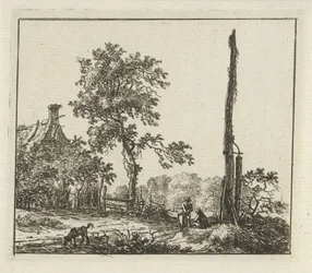 Paysage avec le haut poteau (Zes landschappen)