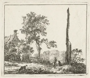 Paysage avec un grand poteau