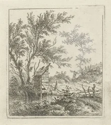 Paysage avec ramasseur de bois