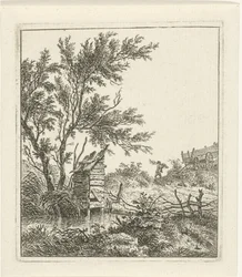 Paysage avec un ramasseur de bois