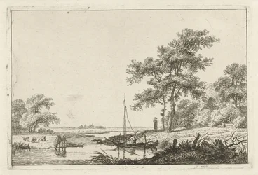 Paysage avec un petit bateau