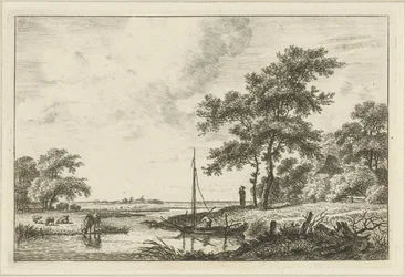 Paysage avec un petit bateau