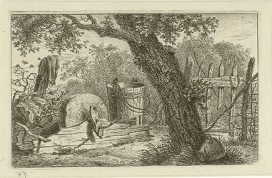 Paysage avec meule