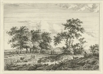 Paysage avec dessinateur et chien