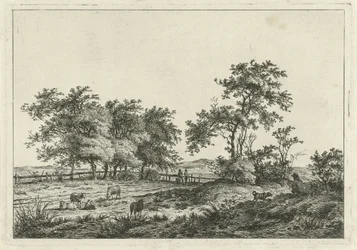 Paysage avec dessinateur et chien