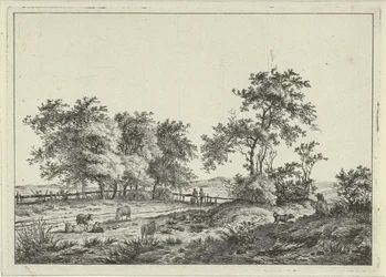 Paysage avec dessinateur et chien