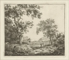 Paysage avec dessinateur et promeneur
