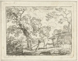 Paysage avec deux vaches