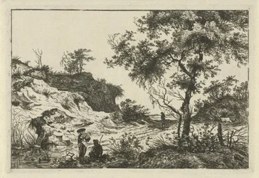 Paysage avec femme au chapeau