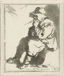 Homme assis sur une pierre