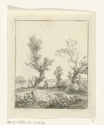Dessinateur entre les saules