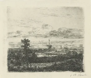 Paysage avec un moulin