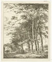 Deux figures debout près de grands arbres