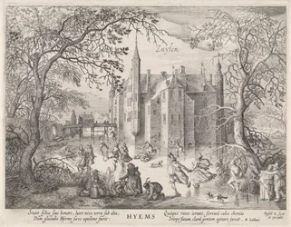 Activités sur la glace devant le château de Zuylen