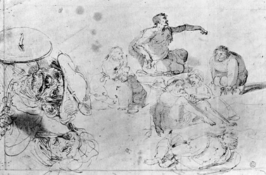 Une page de croquis, attribuée à Jérôme Bosch