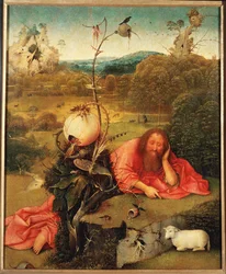 Saint Jean-Baptiste en méditation (huile sur bois)