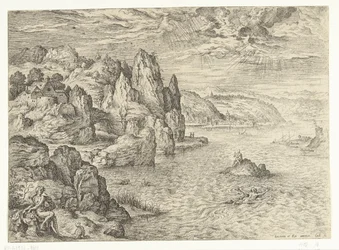 Paysage côtier avec Héro et Léandre