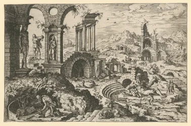 Saint Jérôme dans un paysage de ruines