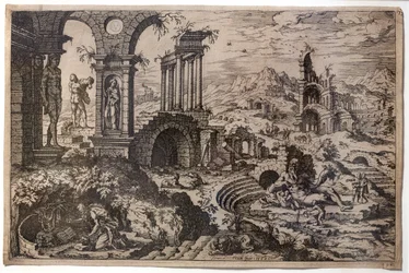Paysage de ruines avec saint Jérôme en pénitence