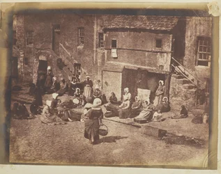 [Fishergate, St Andrews, femmes et enfants appâtant les lignes]