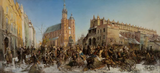 Foire sur la place du marché principal à Cracovie