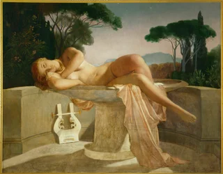 Jeune fille dans une vasque (painting on canvas)