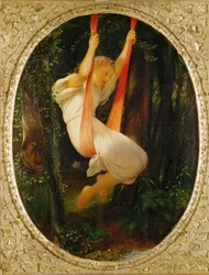 Jeune fille sur une balancoire (painting on wood)